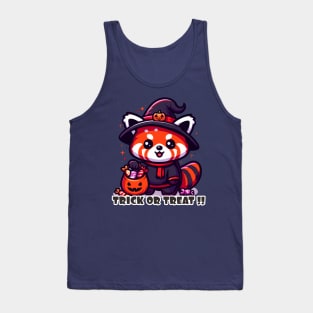 Red Panda halloween holding bag of candy Tank Top